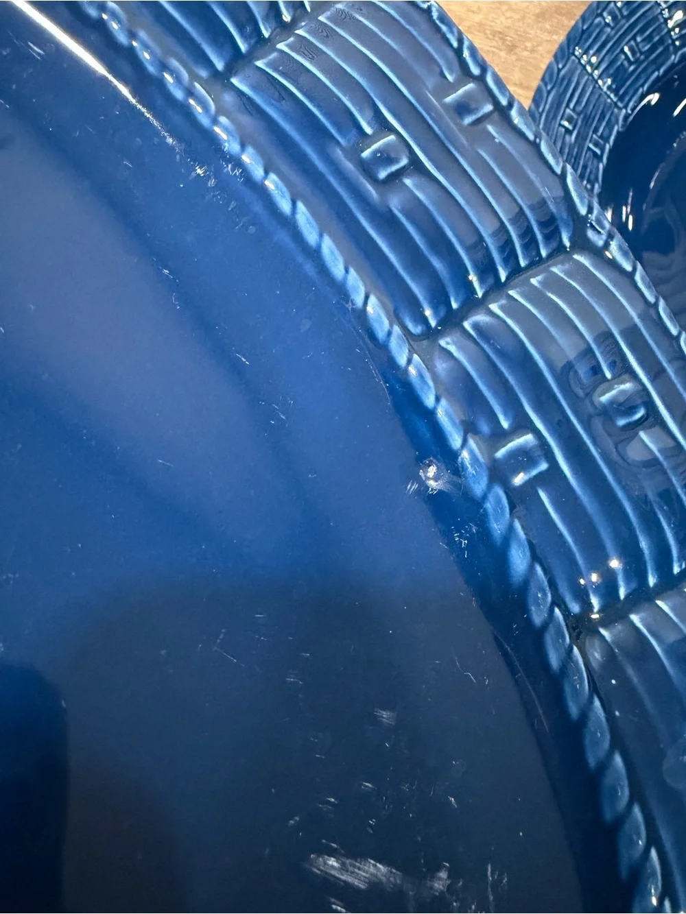Sur La Table Deep Blue Textured Ceramic Platter and Bowl Set